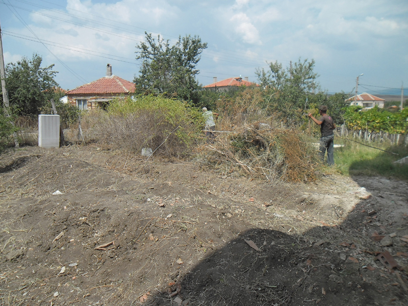 Angel cleaning the front garden