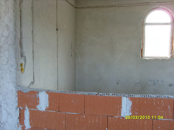 View into kitchen from dining area